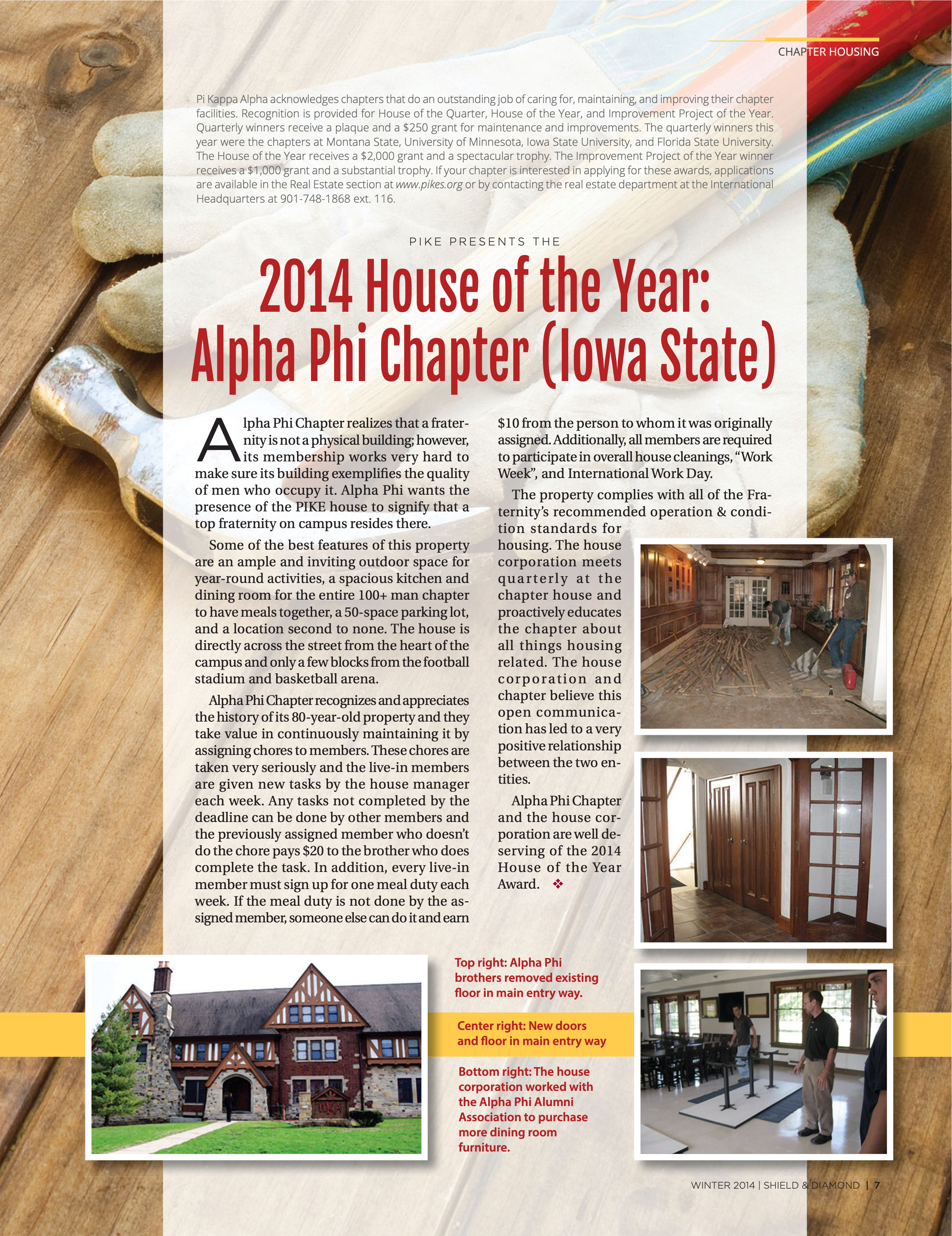 Chapter Housing: 2014 House of the Year: Alpha Phi Chapter (Iowa State), Winter 2014